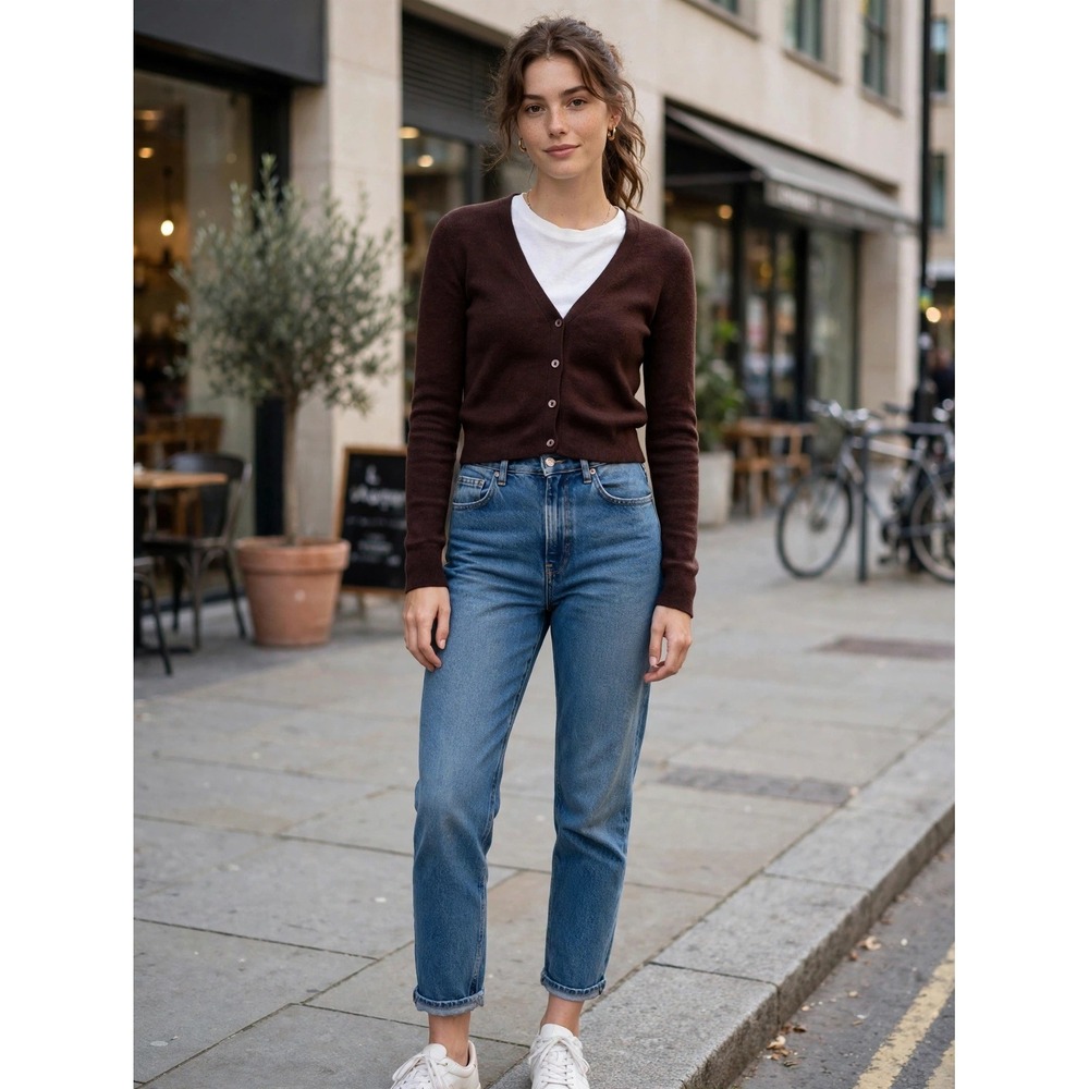 Babaton Aritzia Wool Cotton Cropped V-Neck Cardigan Burgundy XS 82828